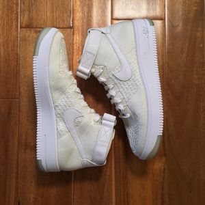White Nike Air Force 1 High Top Ultra FlyKnit